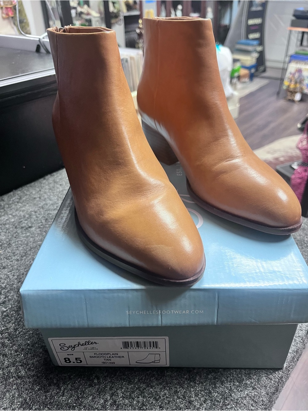 Seychelles Cognac Leather Pointed Ankle Boots